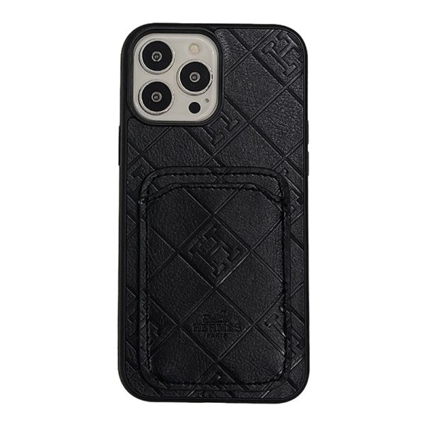 H Leather Card Holder iPhone Case - 图片 7