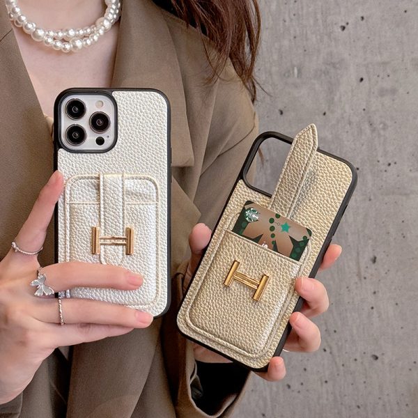 H Card Holder Leather iPhone Case - 图片 4