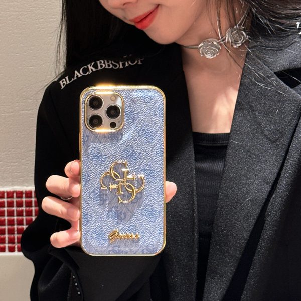 Gue Gold Logo Leather iPhone Case - 图片 8