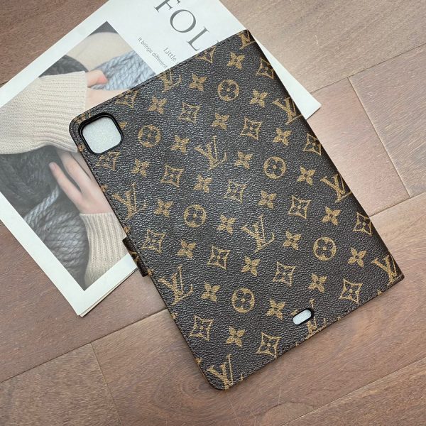 Luxury Canvas Monogram Leather Fresh Summer Theme Pattern Apple iPad case Black - 图片 5