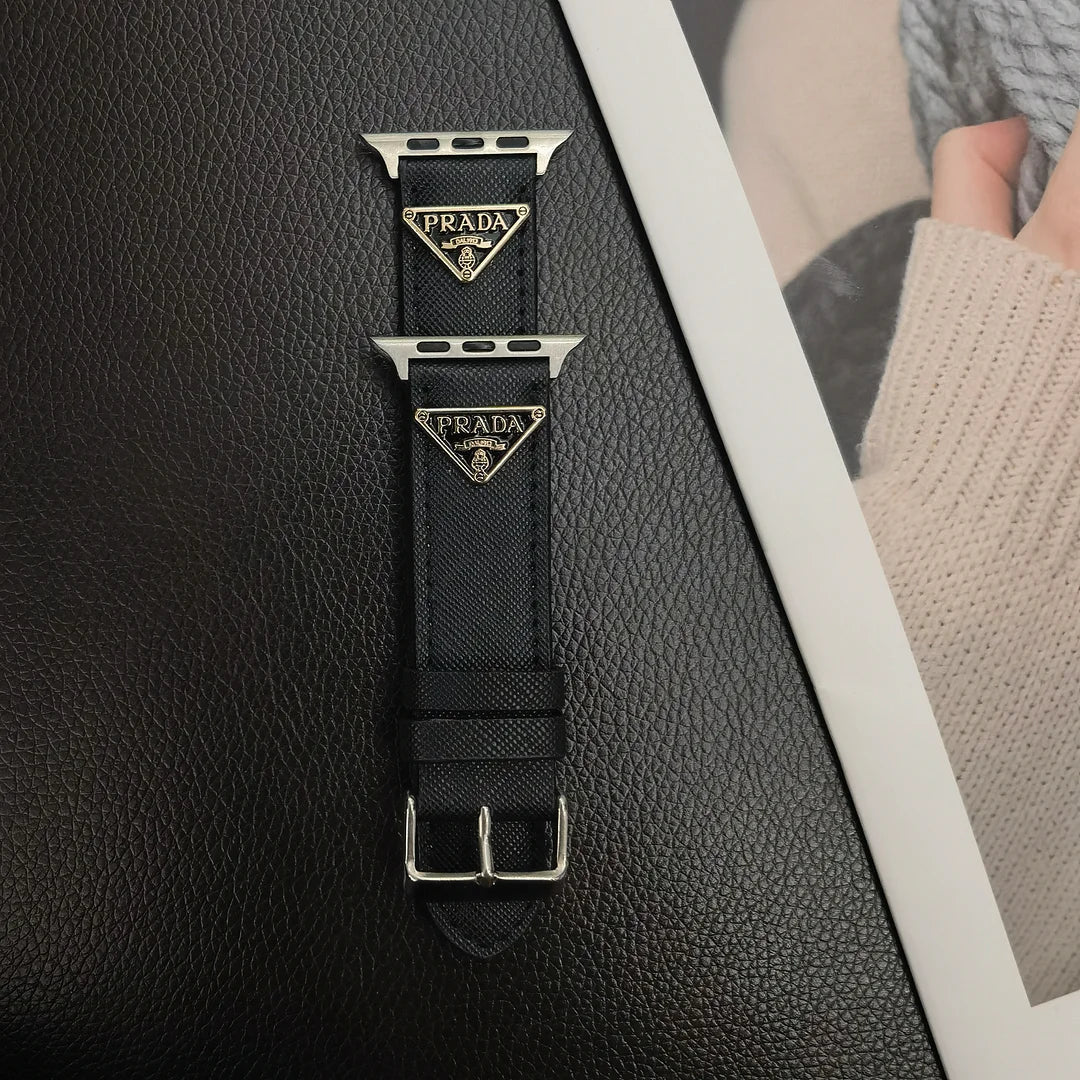 Double Triangle Monogram Label Leather Apple Watch Band - 图片 20