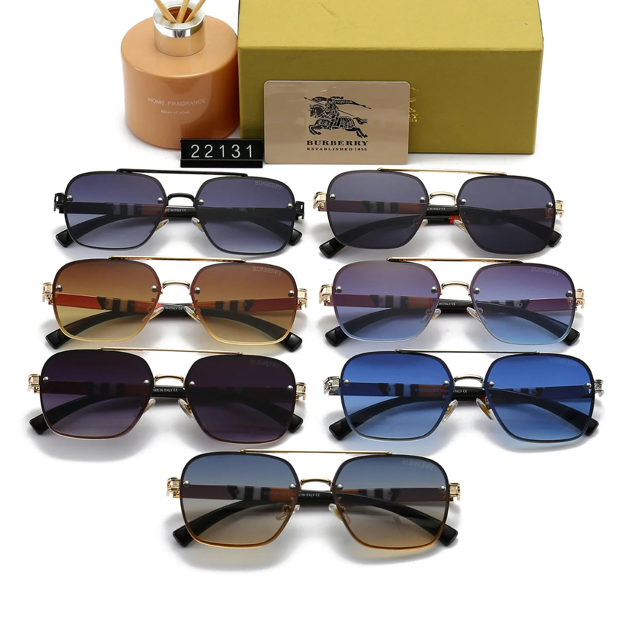 Plaid Metal Frame Sunglasses 22031 - 图片 14