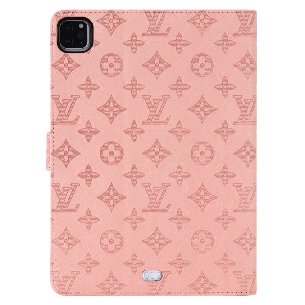 3D Embossed Canvas Monogram Holster Apple iPad Flip Cover With Stand Function - 图片 6