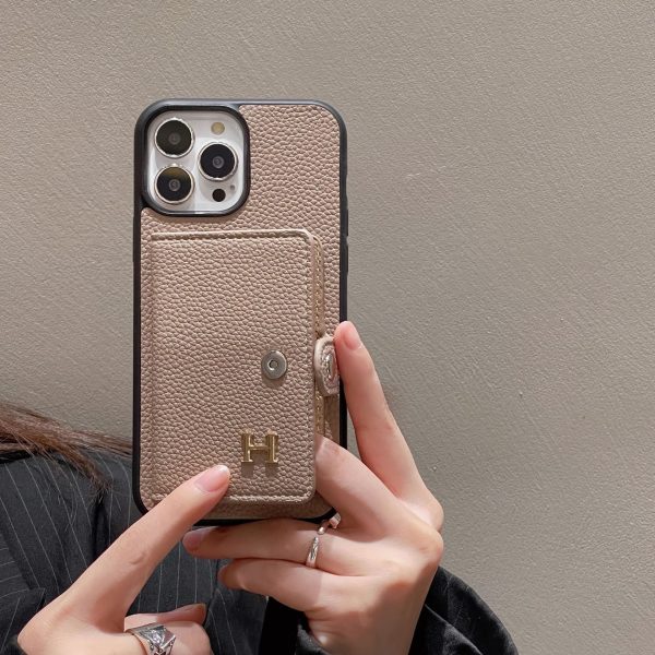 H Leather Card Holder iPhone Case - 图片 3