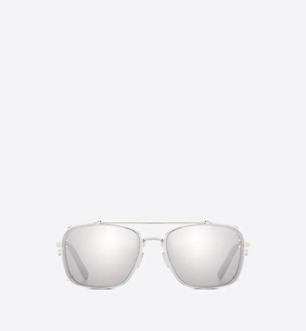 Beige and Silver Mirrored Square Sunglasses CDDMS4U - 图片 2