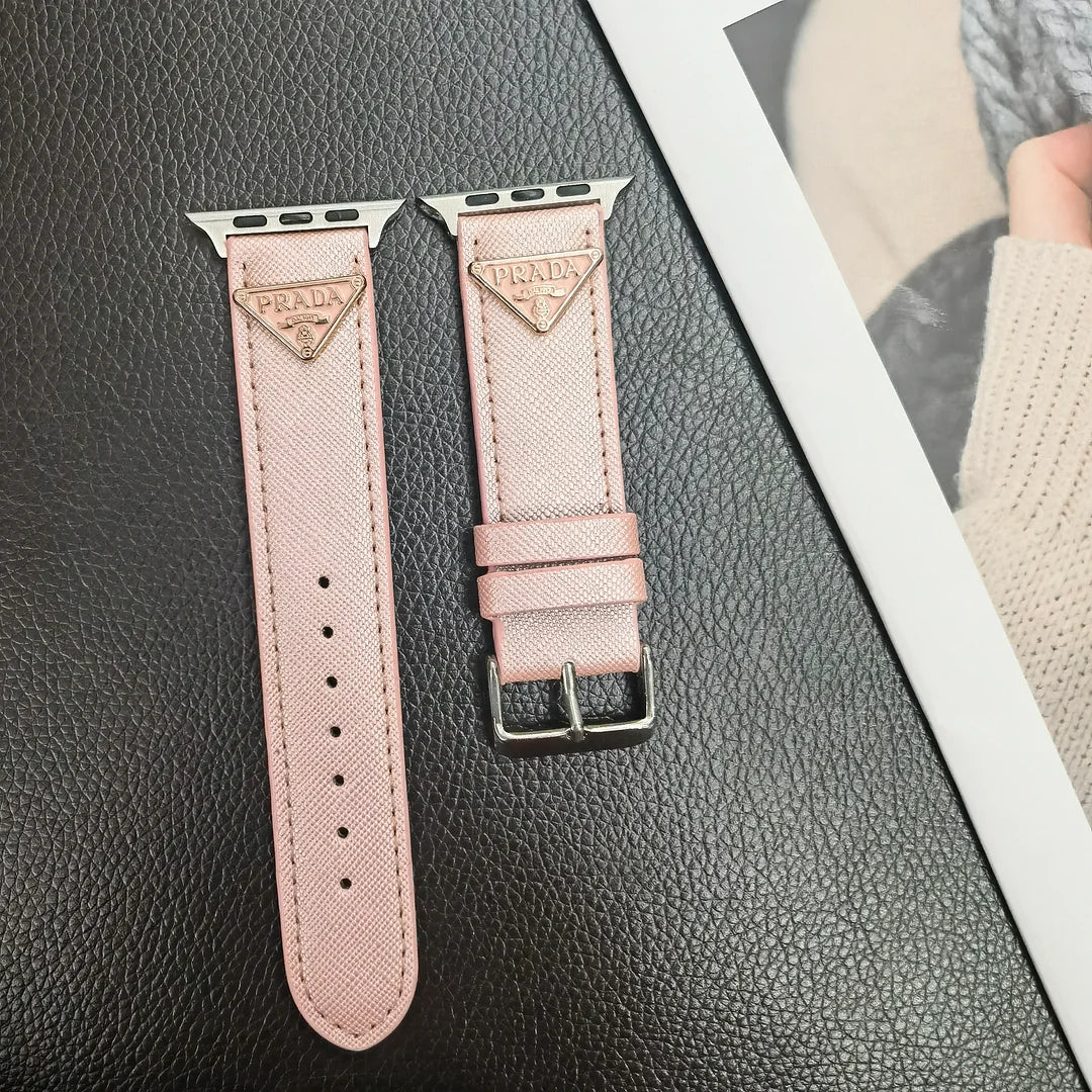 Double Triangle Monogram Label Leather Apple Watch Band - 图片 7