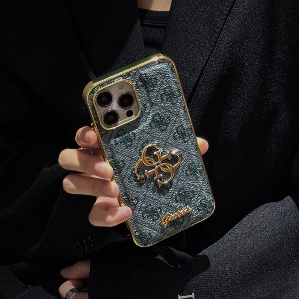 Gue Gold Logo Leather iPhone Case - 图片 12
