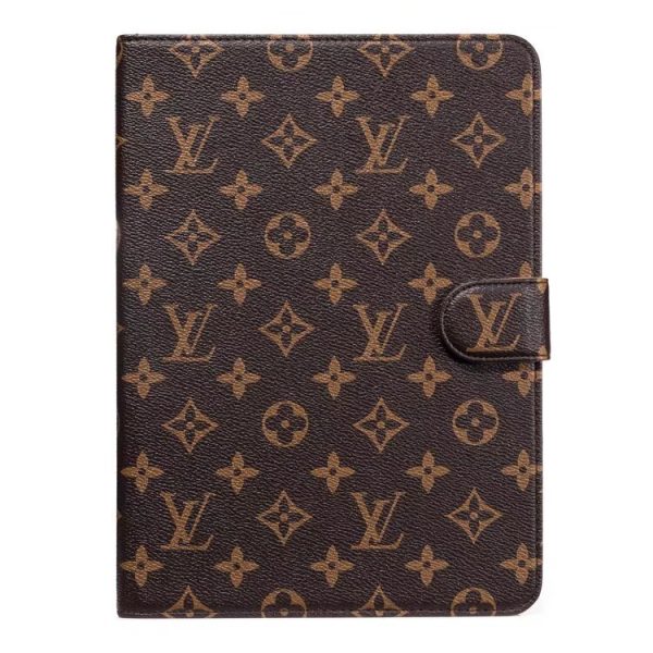 Luxury Canvas Monogram Leather Fresh Summer Theme Pattern Apple iPad case Black - 图片 7