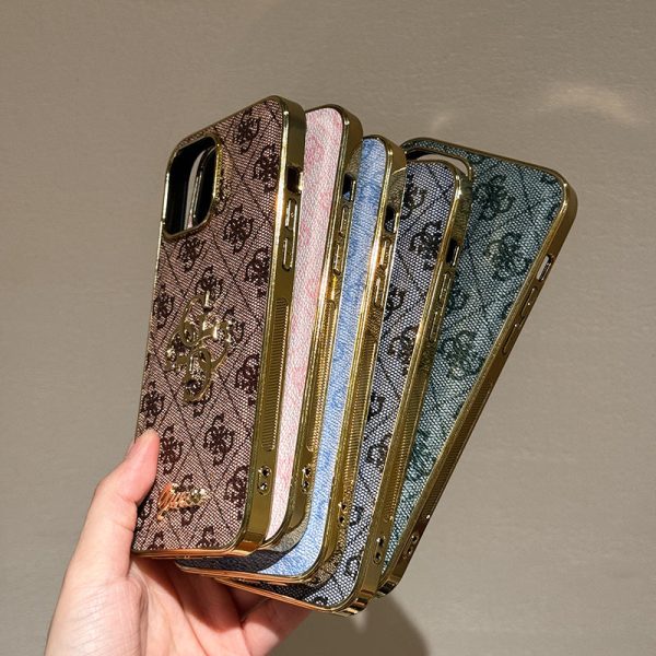 Gue Gold Logo Leather iPhone Case - 图片 3