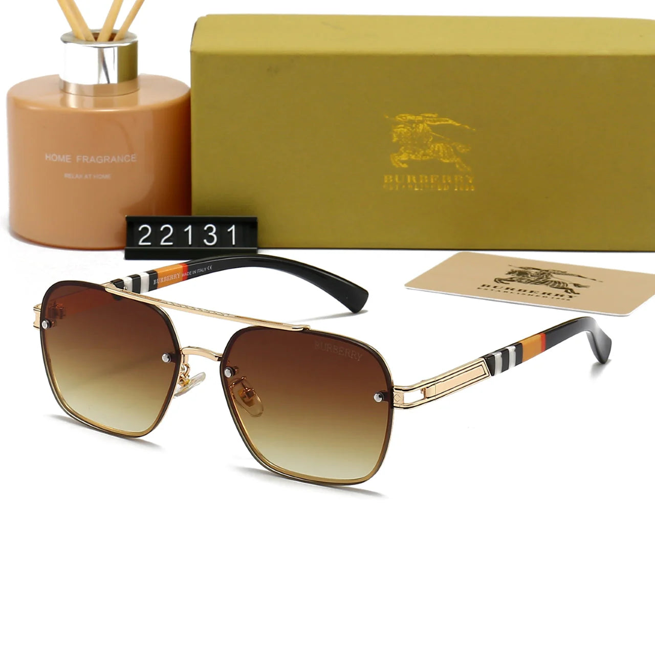 Plaid Metal Frame Sunglasses 22031 - 图片 4