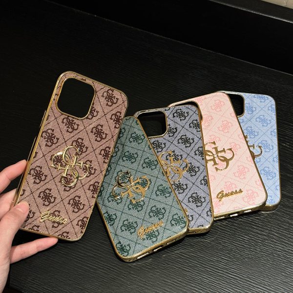 Gue Gold Logo Leather iPhone Case - 图片 4