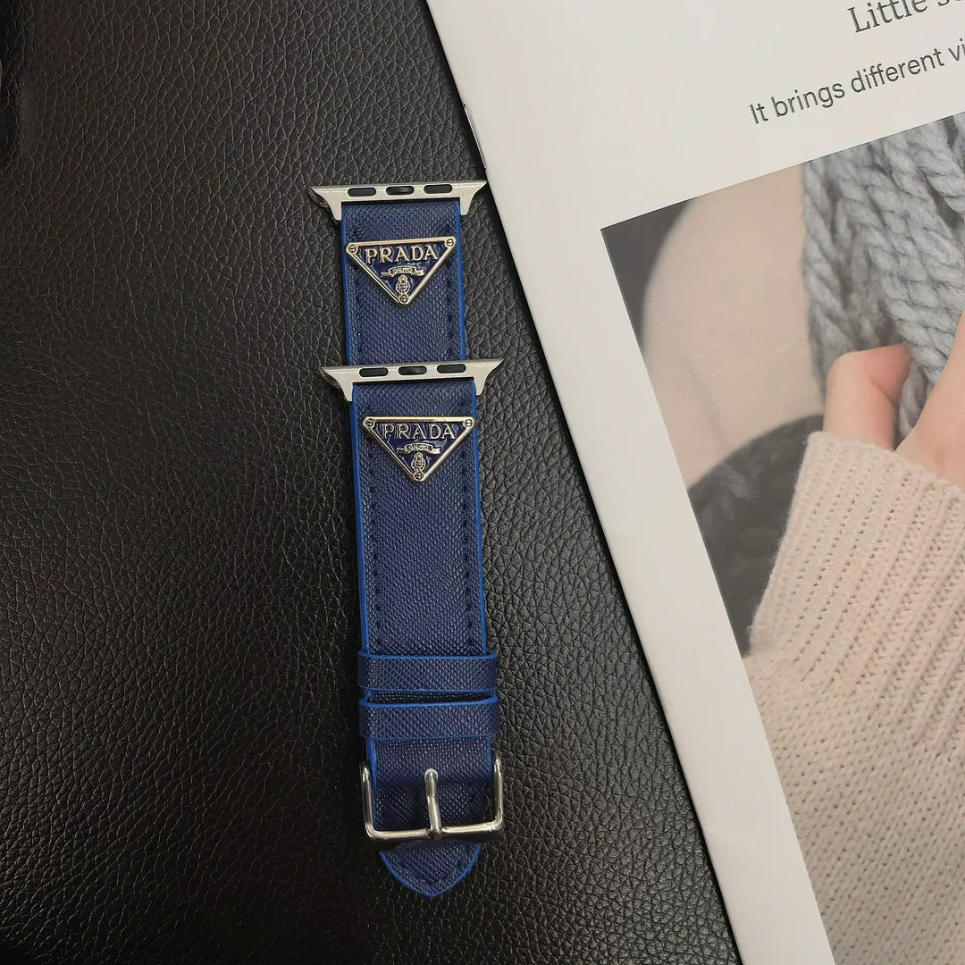 Double Triangle Monogram Label Leather Apple Watch Band - 图片 26