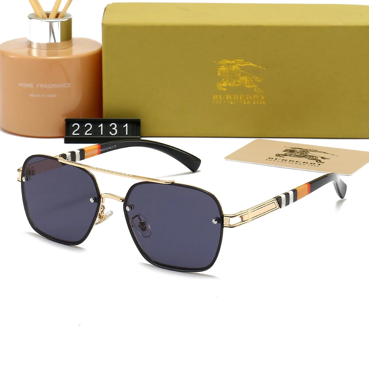 Plaid Metal Frame Sunglasses 22031 - 图片 2