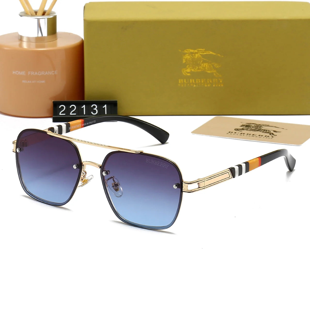 Plaid Metal Frame Sunglasses 22031 - 图片 9