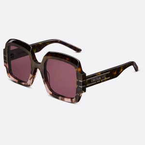 Brown-to-Pink Gradient Tortoiseshell-Effect Square Sunglasses DSGTS1U