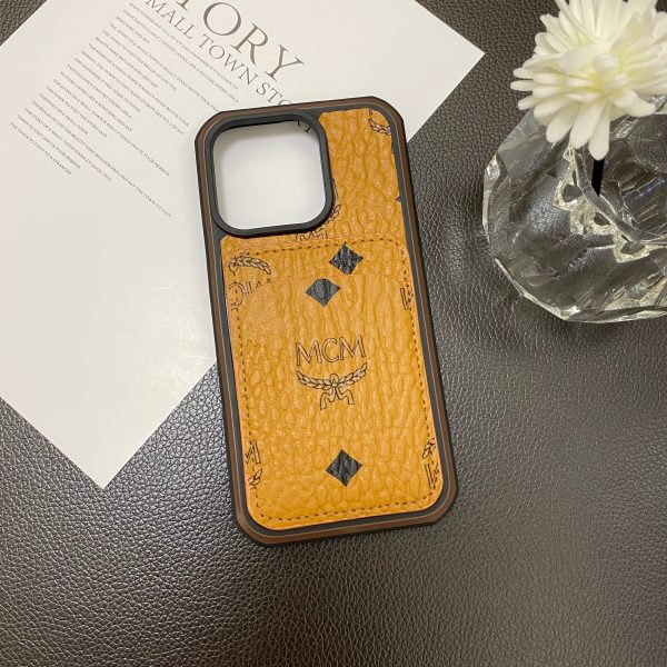 MCM iPhone Case With Card Holder  Yellow-MCK240603 - 图片 2