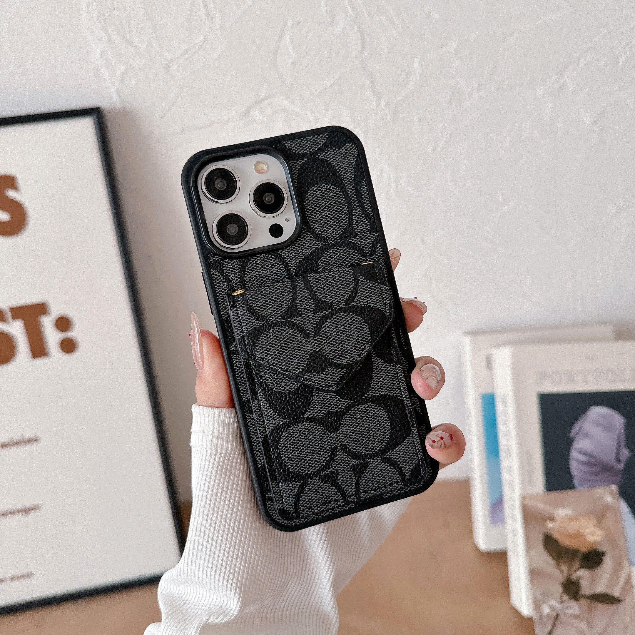 Coach iPhone Case With Card Holder And Strap Light Black -SJ240513 - 图片 5