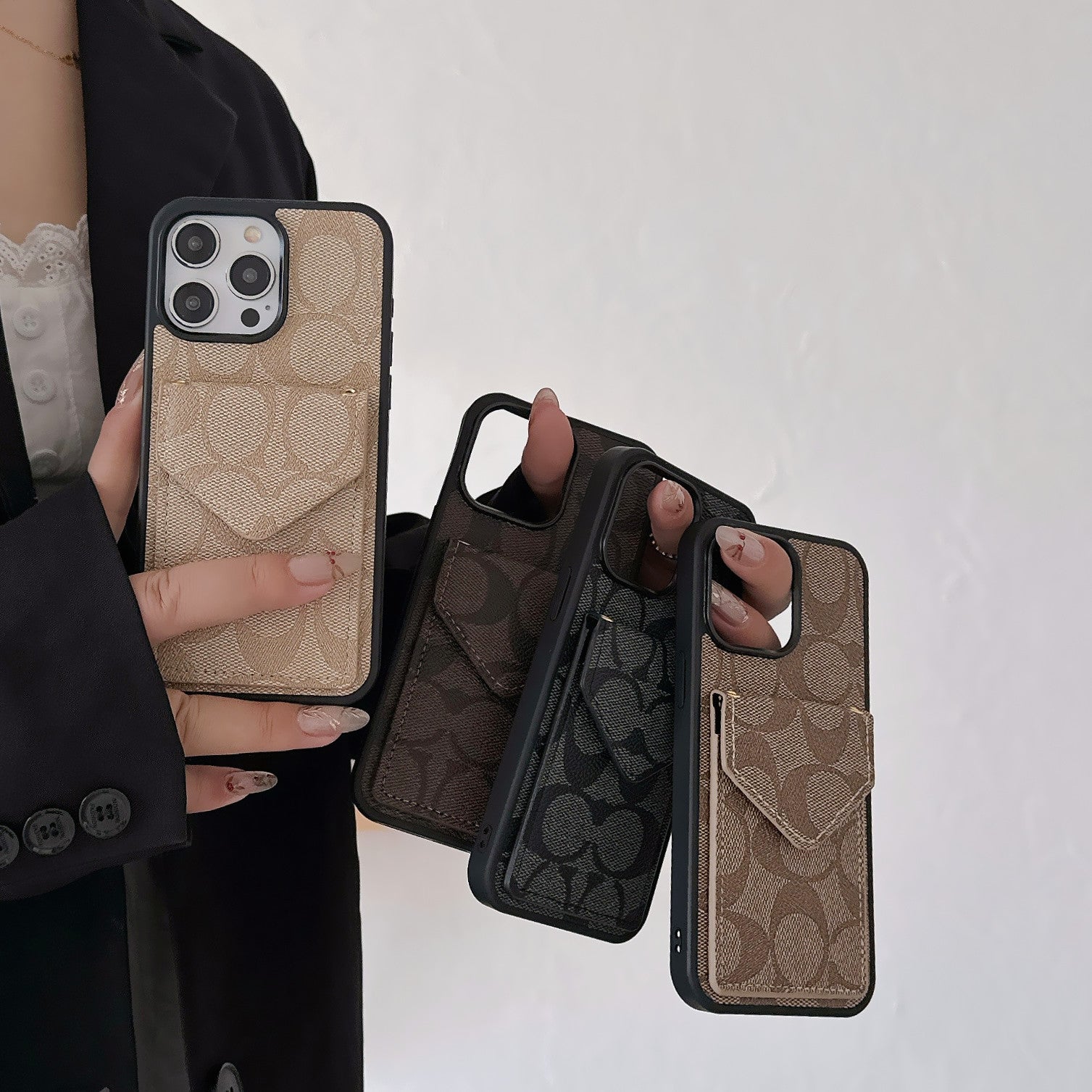 Coach iPhone Case With Card Holder And Strap Light Black -SJ240513 - 图片 4