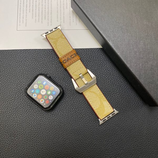 Leather Coach Apple Watch Band Coffee-YHK244221710 - 图片 6