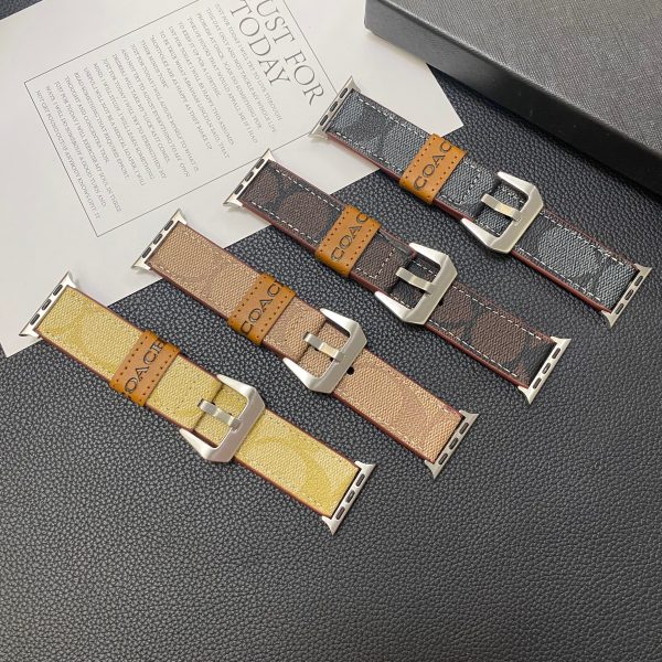 Leather Coach Apple Watch Band Light Brown-YHK244221710 - 图片 4