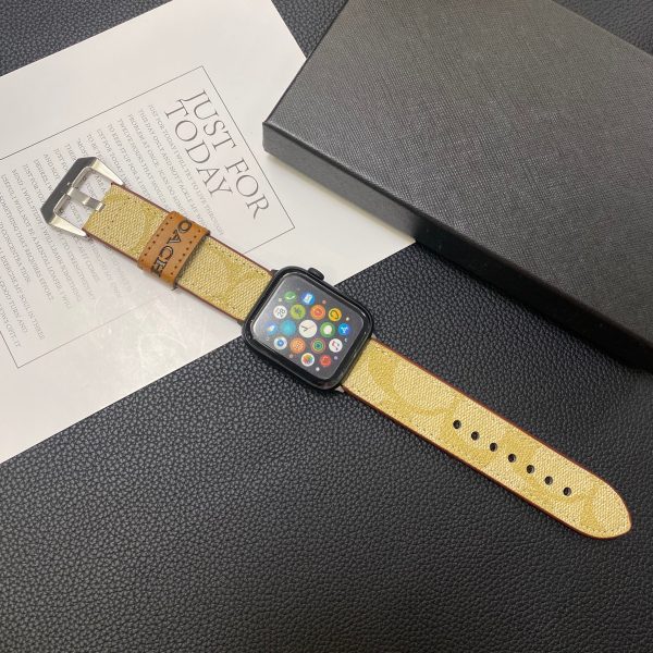 Leather Coach Apple Watch Band Coffee-YHK244221710 - 图片 3