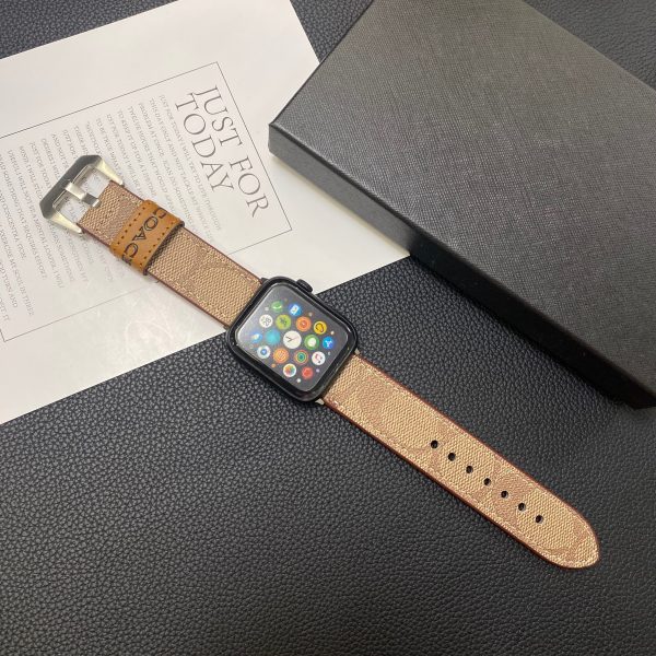 Leather Coach Apple Watch Band Light Brown-YHK244221710 - 图片 3