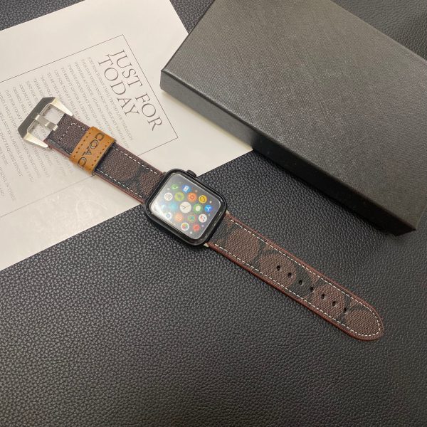 Leather Coach Apple Watch Band Dark brown-YHK244221710 - 图片 3