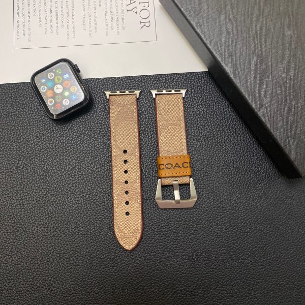 Leather Coach Apple Watch Band Light Brown-YHK244221710 - 图片 2