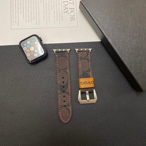 Leather Coach Apple Watch Band Dark brown-YHK244221710 - 图片 2