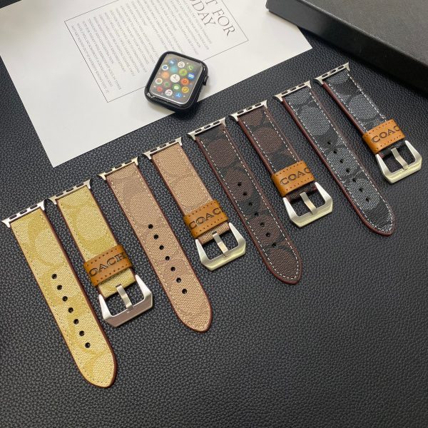 Leather Coach Apple Watch Band Coffee-YHK244221710 - 图片 4