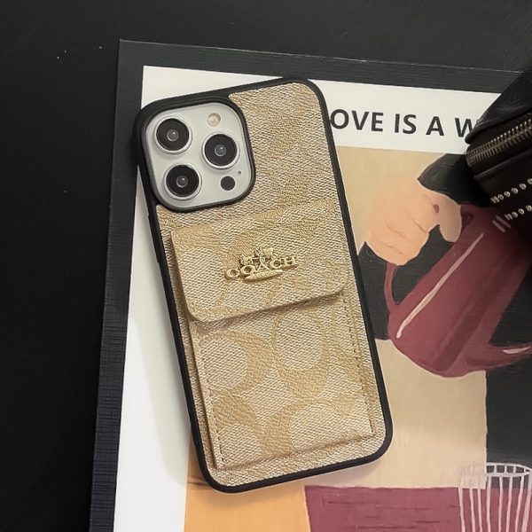 Coach iPhone Case With Card Holder Wallet Coffee  -SZK240425 - 图片 2