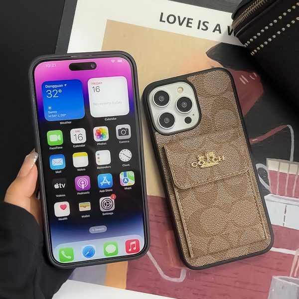 Coach iPhone Case With Card Holder Wallet Light Brown  -SZK240425 - 图片 6