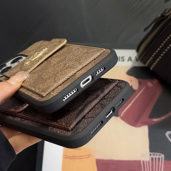 Coach iPhone Case With Card Holder Wallet Coffee  -SZK240425 - 图片 4