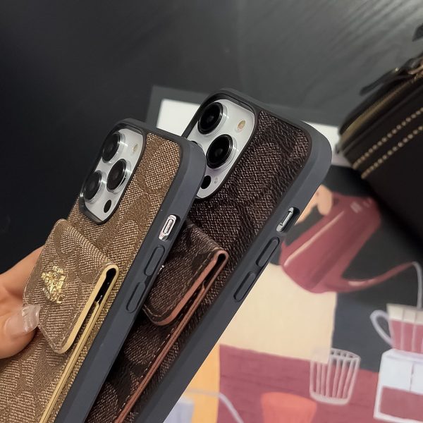 Coach iPhone Case With Card Holder Wallet Coffee  -SZK240425 - 图片 3
