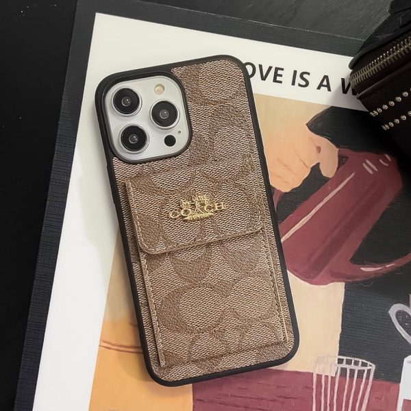 Coach iPhone Case With Card Holder Wallet Light Brown  -SZK240425 - 图片 2