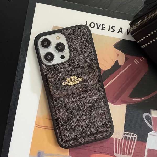 Coach iPhone Case With Card Holder Wallet Dark Brown  -SZK240425 - 图片 2