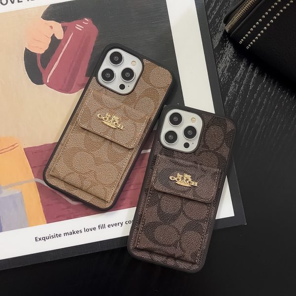 Coach iPhone Case With Card Holder Wallet Light Brown  -SZK240425 - 图片 5