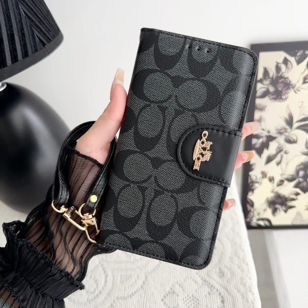 Coach iPhone Case  Leather Flip Case with Card Holder Black-PTK241622 - 图片 2