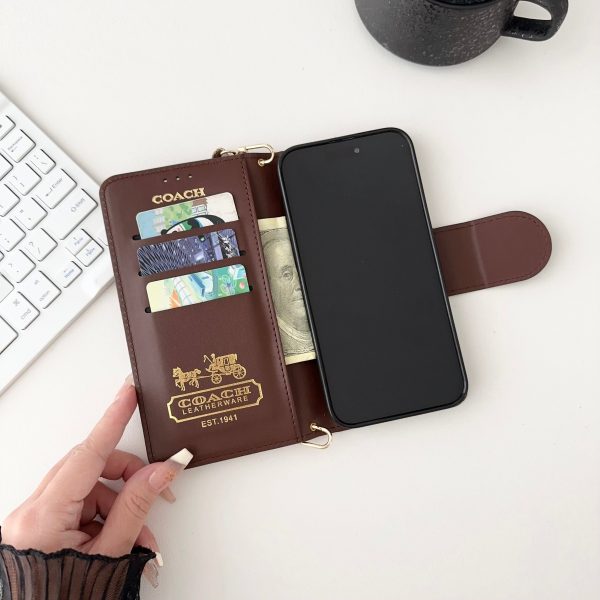 Coach iPhone Case  Leather Flip Case with Card Holder Black-PTK241622 - 图片 4