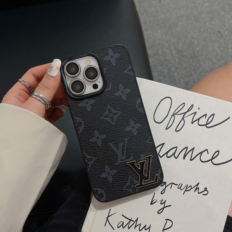 Lou Black Logo Leather iPhone Case - 图片 20