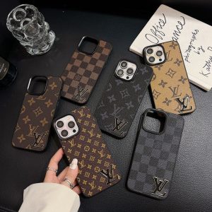 Lou Black Logo Leather iPhone Case