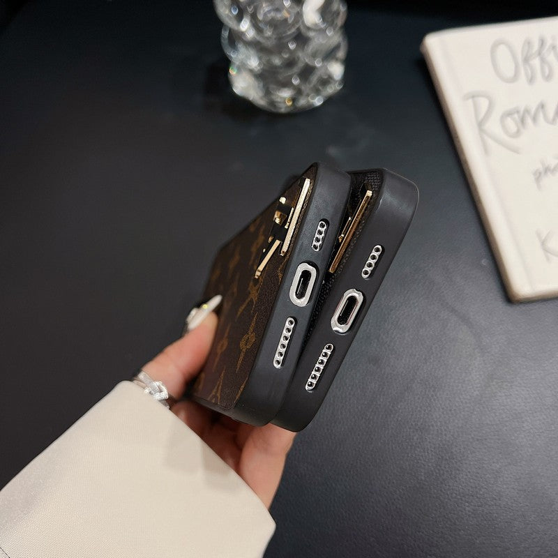 Lou Black Logo Leather iPhone Case - 图片 8