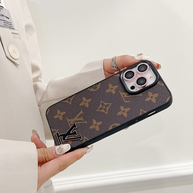 Lou Black Logo Leather iPhone Case - 图片 9