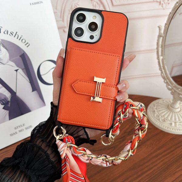 H Card Bag Scarves Leather iPhone Case - 图片 4