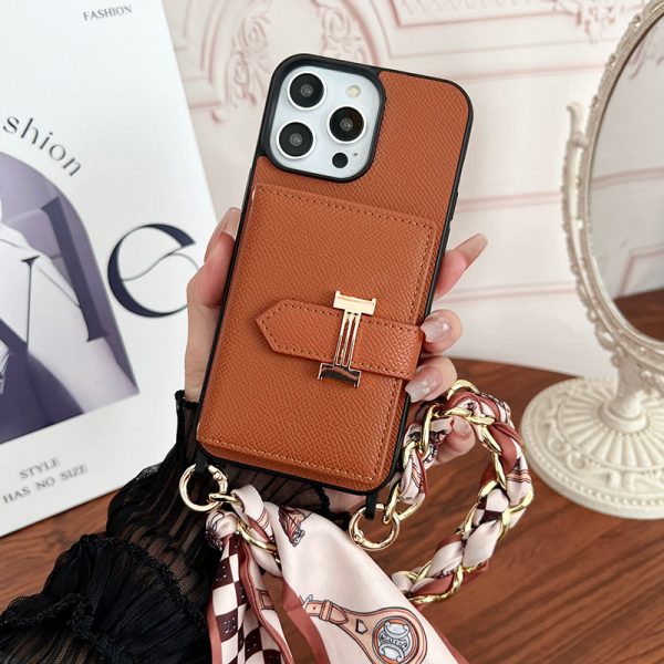 H Card Bag Scarves Leather iPhone Case - 图片 14