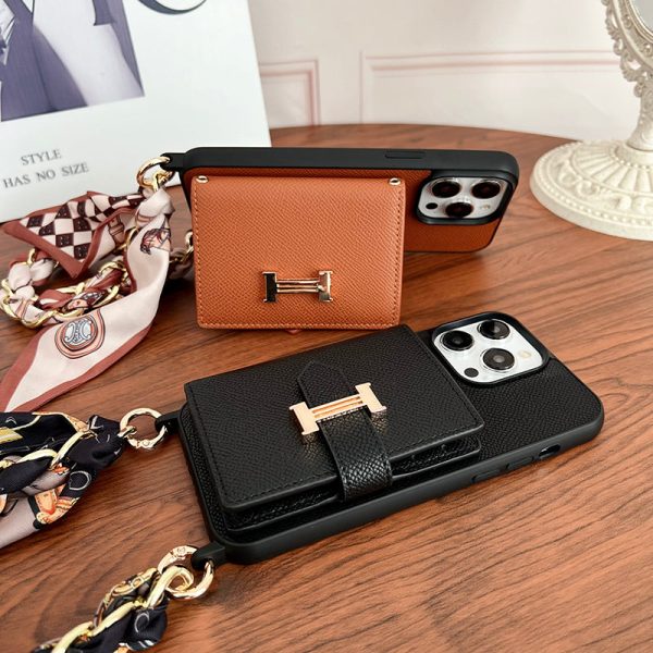 H Card Bag Scarves Leather iPhone Case - 图片 10