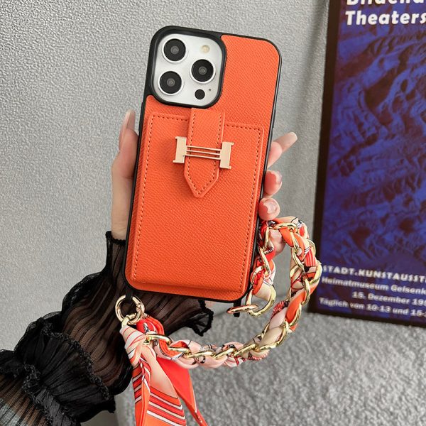 H Card Bag Scarves Leather iPhone Case - 图片 15