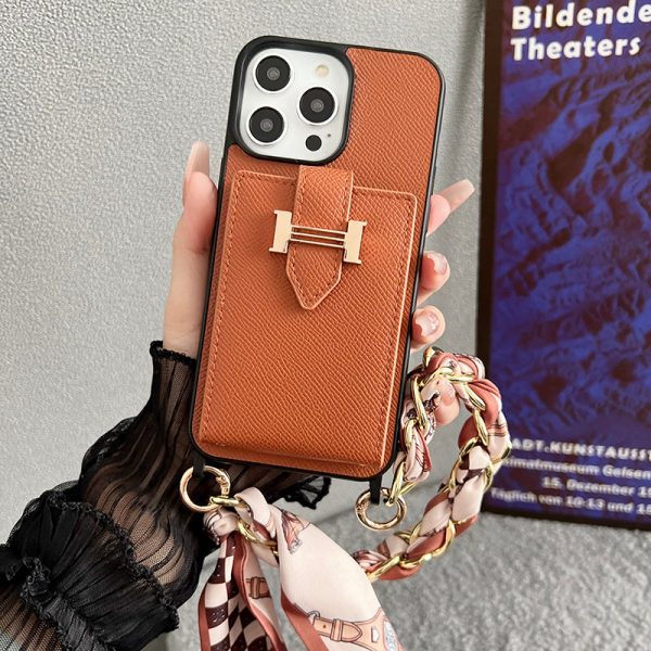 H Card Bag Scarves Leather iPhone Case - 图片 16