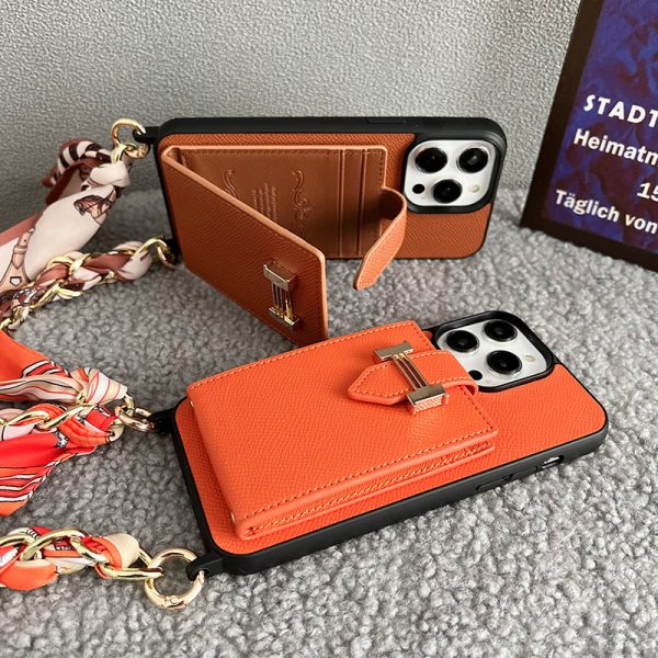 H Card Bag Scarves Leather iPhone Case - 图片 5