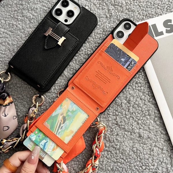 H Card Bag Scarves Leather iPhone Case - 图片 13